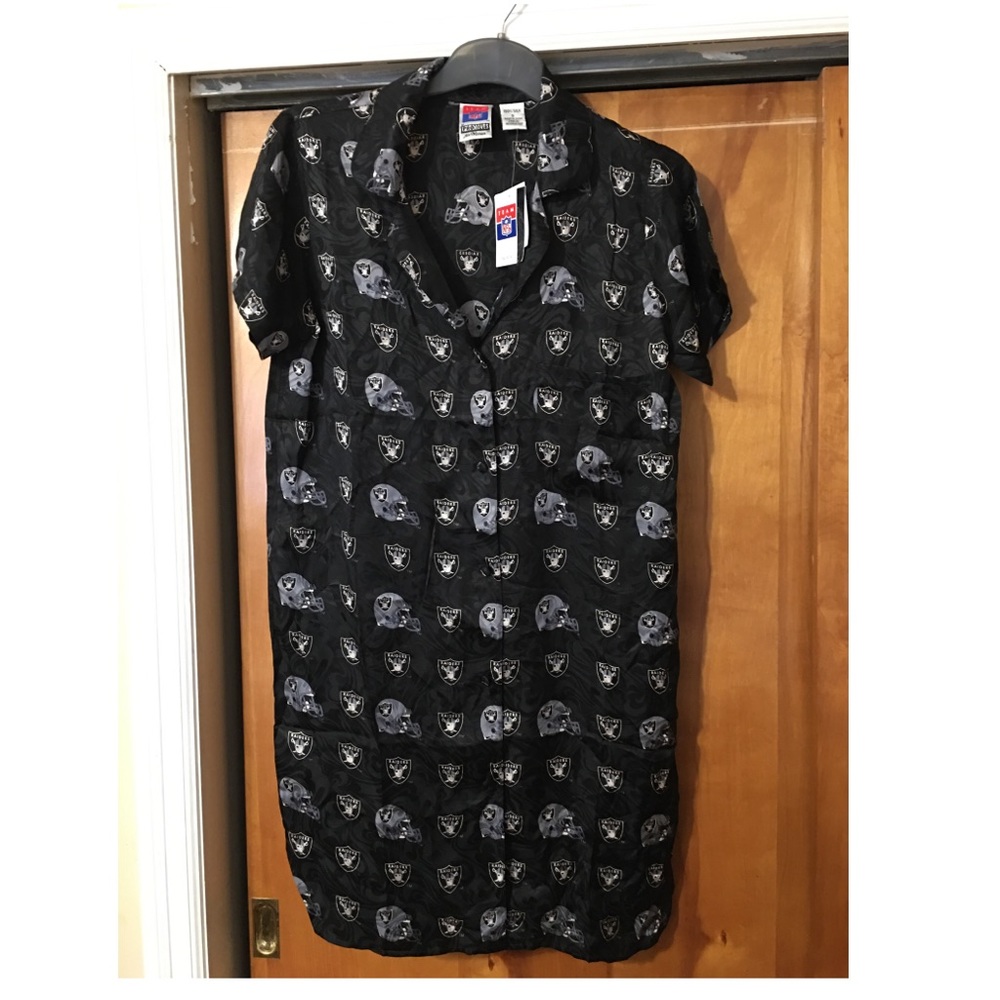 Promoves NFL Raiders Logo Silk Nightgown NWT